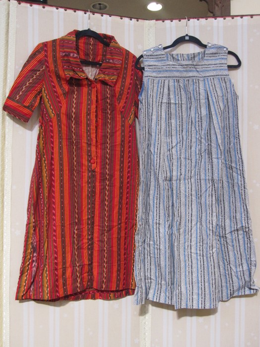 A blue red and white striped sleeveless shirt dress, a white blue and red horizontal stripe dress - Image 2 of 4
