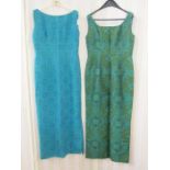 Two silk full length sleeveless evening dresses (2)