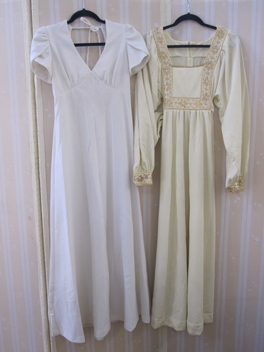 Quantity of lady's 1970's dresses and a skirt to include a white Dolly Rockers lace evening dress, - Image 3 of 4