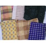 Large multi-coloured check tablecloth and other vintage tablecloths (1 box)