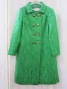 Belleville et Cie green satin double-breasted coat