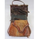 Vintage crocodile handbag with fixed-frame and gilt metal mounts and a matching purse, a vintage