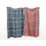 Two ladies' Scottish pure new wool kilts labelled James Pringle, Weavers of Inverness, sizes 22
