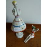 Ceramic figure of a girl, 1950's style , marked to base Ukraine, 23 cms high, and a ceramic 'Bathing