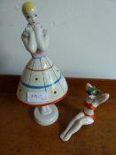 Ceramic figure of a girl, 1950's style , marked to base Ukraine, 23 cms high, and a ceramic 'Bathing