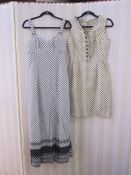 1960's black and white cotton sundress labelled Horrock's Fashion, a Blanes cream and brown polka