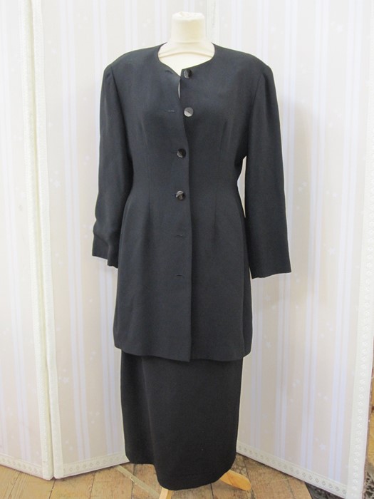 Jean Muir three-quarter length black jacket with matching skirt, and various dresses by Vuokko (1