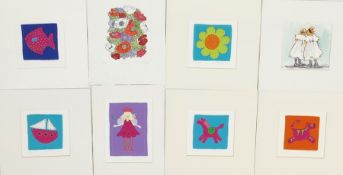 Niki Hayward (20th Century Artist) Set of six embroidered applique felt pictures, including '