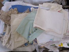 Large quantity of embroidered and other table linen (3 boxes) Condition Report.