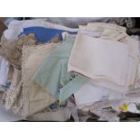 Large quantity of embroidered and other table linen (3 boxes) Condition Report.