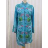 Beatrice Von Tresckow embroidered linen three-quarter length coat, the hem has been altered,