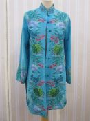 Beatrice Von Tresckow embroidered linen three-quarter length coat, the hem has been altered,