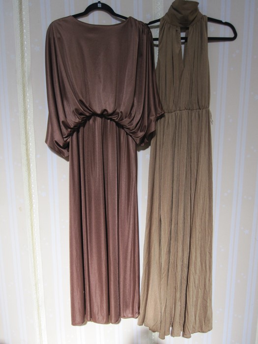 Polly Peck by Sybil Zelker halterneck full maxi dress with button and loop fastening to the back, - Image 3 of 5