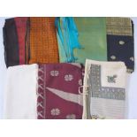 Seven silk saris, assorted colours (7)