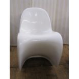 Verner Panton for Herman Miller, a set of three white S stacking chairs moulded in plastic, c.