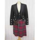 Gentleman's Scottish kilt along with waistcoat and jacket, the jacket and kilt labelled Alex Scott &
