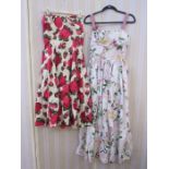 1950's vintage dresses, including Horrockses white party dress with lilac print, a bow detail to the