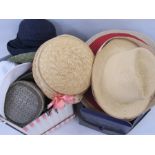 Collection of straw hats, various makes (2 boxes)