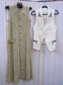 Comme des Garcons jacquard sleeveless shirt dress/waistcoat, maxi length, a Yoshiko linen