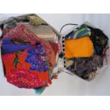 Large quantity of wool and silk scarves, pashminas, etc (2 hat boxes) Condition ReportNo