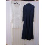 Quantity of lady's 1970's dresses and a skirt to include a white Dolly Rockers lace evening dress,