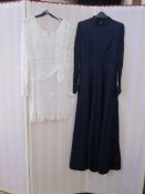 Quantity of lady's 1970's dresses and a skirt to include a white Dolly Rockers lace evening dress,