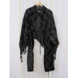 Mid-19th century black cut velvet jacket labelled J. Fieldings, Glasgow, this has had lace and