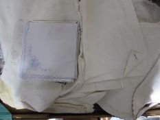 Large quantity of embroidered and other table linen, some damask, a tea cosy, etc (2 boxes)