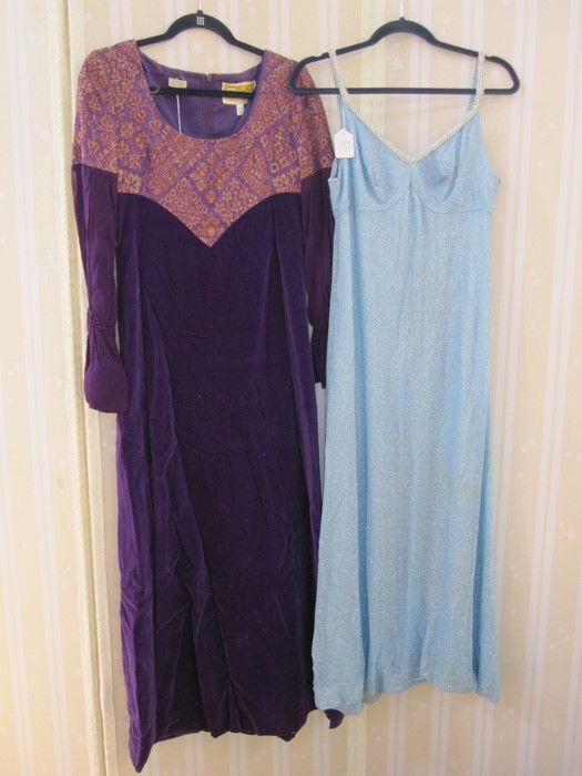 Blain size 12 lady's mini dress in gold and purple, an Erico black evening gown, a Berkertex size 14 - Image 2 of 3