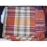Quantity of dress and furnishing materials including tartan silk, Sandersons 'Bird and Basket' circa