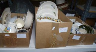 Assorted ceramics to include part dinner service with white ground decorated with stag in a highland