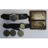 Casio Wave Captor gent's watch, two whist markers, odd coins, costume jewellery including cufflinks,