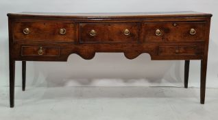 18th century oak low dresser with three short deep drawers and pair shallow drawers, all with