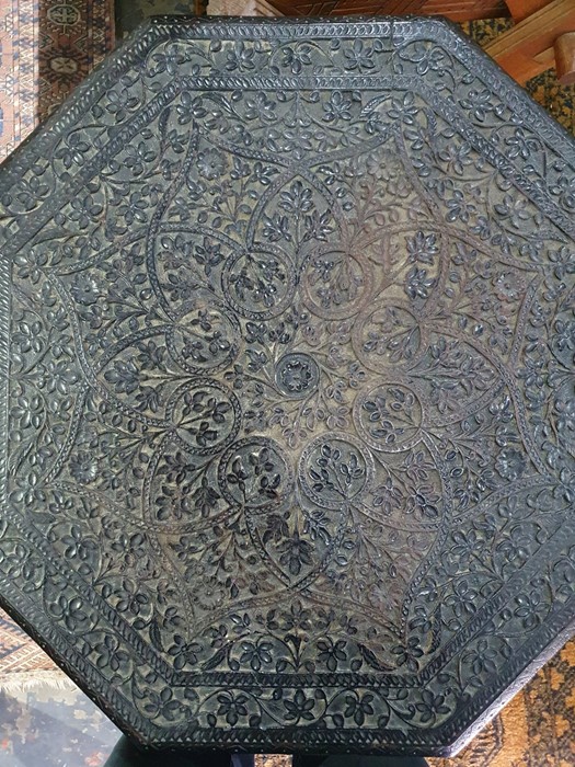 Anglo-Indian octagonal centre table with relief carved top with allover foliate decoration on - Image 3 of 16
