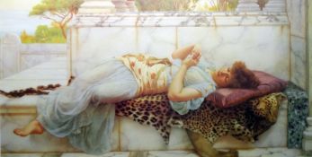 Colour Print After John William Godward The Betrothed framed, 33 x 64 cms