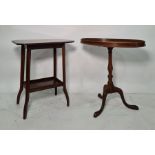 Victorian rosewood two-tier centre table, the rectangular top with canted corners, parquetry inlay