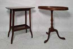 Victorian rosewood two-tier centre table, the rectangular top with canted corners, parquetry inlay