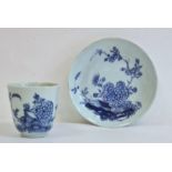 18th/19th century Chinese porcelain blue and white beaker and saucer, painted with chrysanthemum and