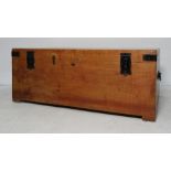 Wooden trunk with iron bindings, 106 x 42cmCondition Reportsee image of interior, repair to the back