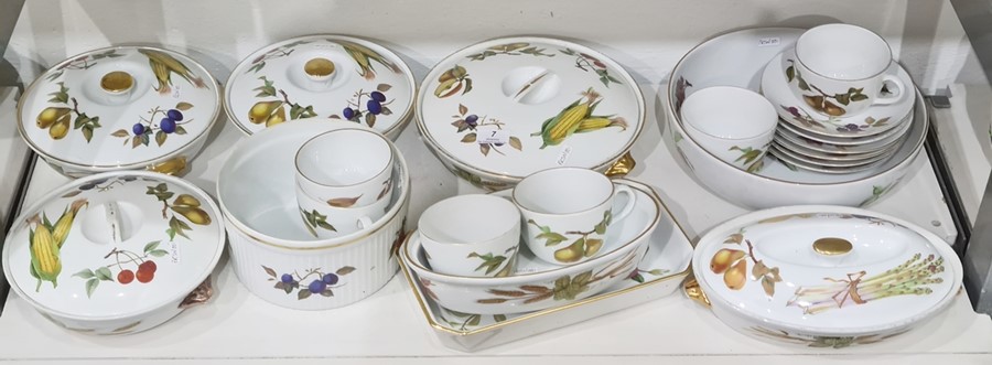 Royal Worcester 'Evesham' pattern part dinner and coffee set to include bowl, five teacups, saucers,