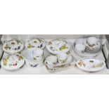 Royal Worcester 'Evesham' pattern part dinner and coffee set to include bowl, five teacups, saucers,