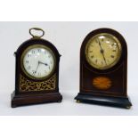 Late 19th/early 20th century arched top mantel clock by H.A.C of Wurttenberg, in inlaid mahogany