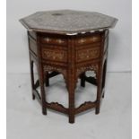 19th century Anglo-Indian ivory inlaid octagonal hardwood centre table, the intricately inlaid top