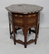 19th century Anglo-Indian ivory inlaid octagonal hardwood centre table, the intricately inlaid top