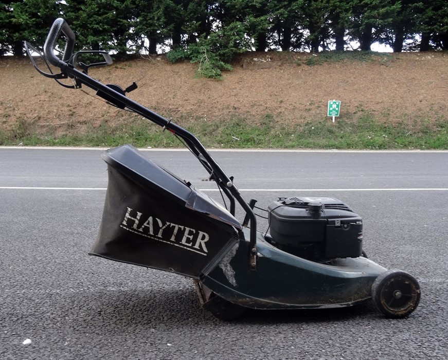 Hayter Harrier 48 rotary lawnmower with Briggs & Stratton Quantum petrol engine and rear roller