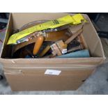Collection of mixed tools including trowel, coping saw, drills, etc, a fireside companion set and