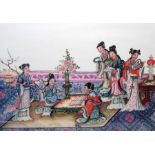 Box of assorted prints including modern print  of Japanese tea ceremony, etc  Condition ReportMain
