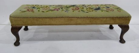 Rectangular footstool, needlework upholstered top, cabriole legsCondition ReportHeight 33cm X Length
