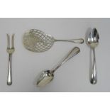 Foreign silver server set to include fish server in the form of a net catching fish, two serving
