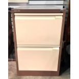 Metal two-drawer filing cabinet